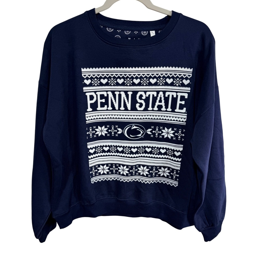 Pressbox NCAA Penn State Holiday Ugly Sweater XMas Christmas Collegiate Med Navy
